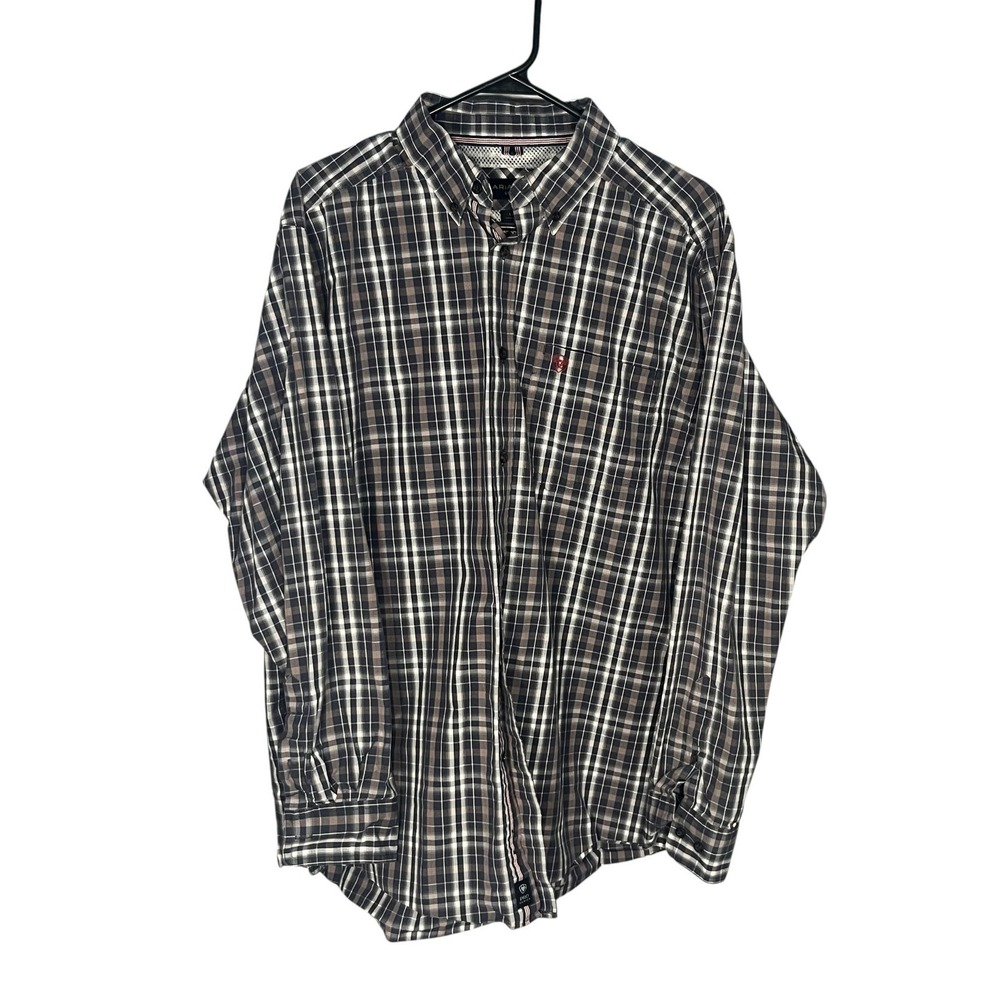 Ariat Pro Series NWOT Men's Long Sleeve Plaid Button Up Shirt L Western Rodeo